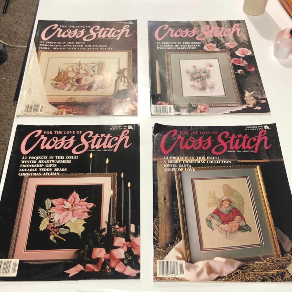 Set of 4 For the Love of Cross Stitch vintage magazines